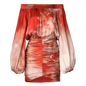 SILVIA TCHERASSI Claudette Mini Dress NWT in Maroon Floral Watercolor Designer